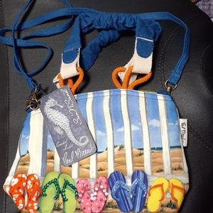 Paul Brent Sun N Sand. Beach with flip flop purse.